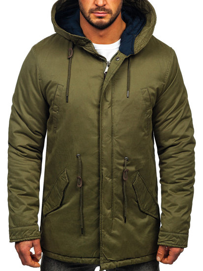 Bolf Herren Baumwoll Winterjacke Parka Grün 1793