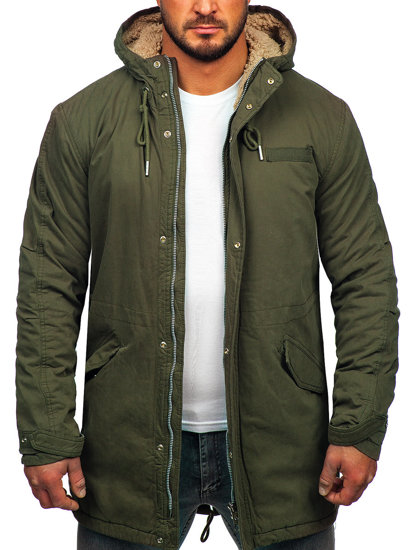 Bolf Herren Baumwoll Winterjacke Parka Khaki  EX838A