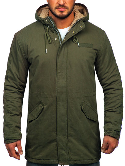 Bolf Herren Baumwoll Winterjacke Parka Khaki  EX838A