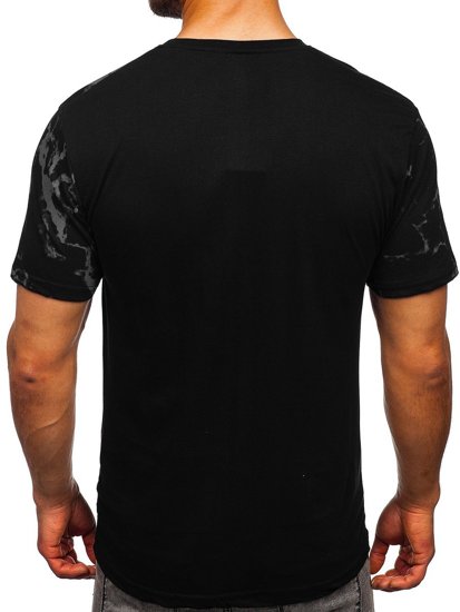 Bolf Herren Baumwollshirt mit Motiv Schwarz  627