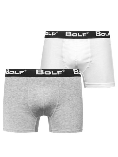 Bolf Herren Boxershorts Weiß-Grau  0953-2P 2 PACK