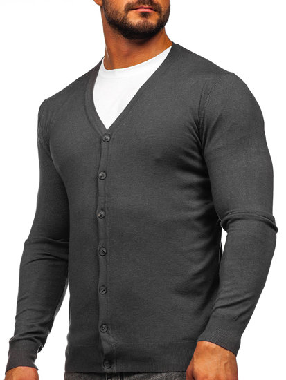 Bolf Herren Cardigan Aufknöpfbar Anthrazit  MM6006