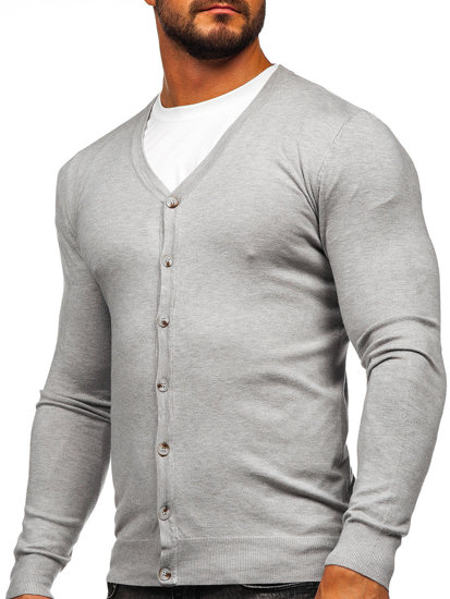 Bolf Herren Cardigan Aufknöpfbar Grau  MM6006