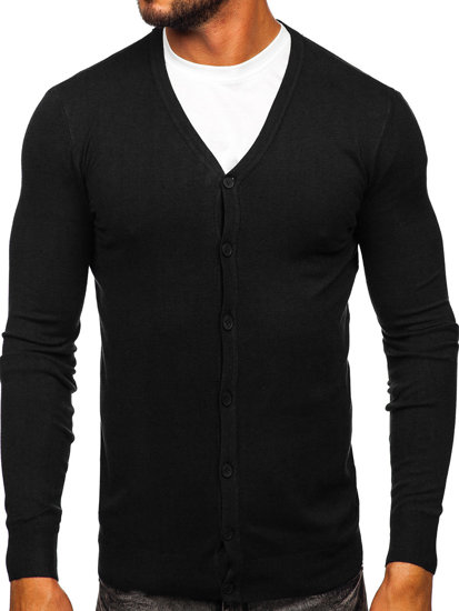 Bolf Herren Cardigan Aufknöpfbar Schwarz  MM6006