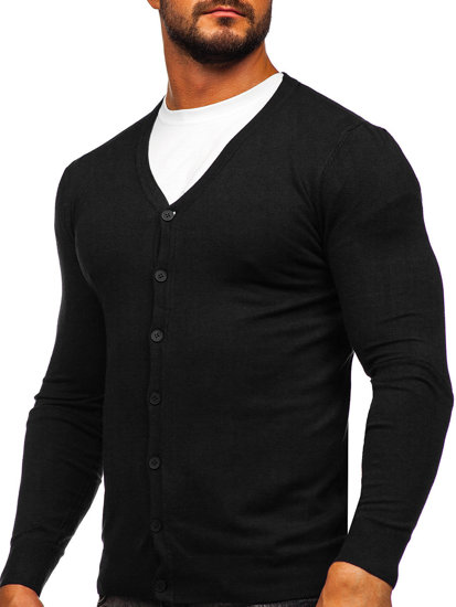 Bolf Herren Cardigan Aufknöpfbar Schwarz  MM6006