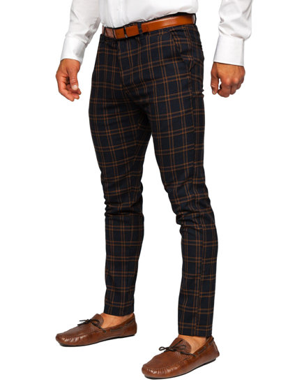 Bolf Herren Chinos Stoffhose Kariert Dunkalblau  0049