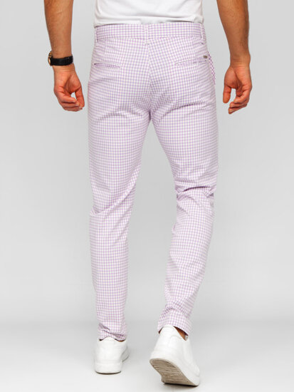 Bolf Herren Elegante Hose Kariert Violett  184143