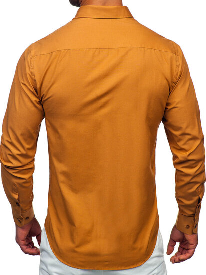 Bolf Herren Elegantes Langarm Hemd Camel  5821-1