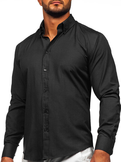 Bolf Herren Elegantes Langarm Hemd Schwarzgrau  5821-1