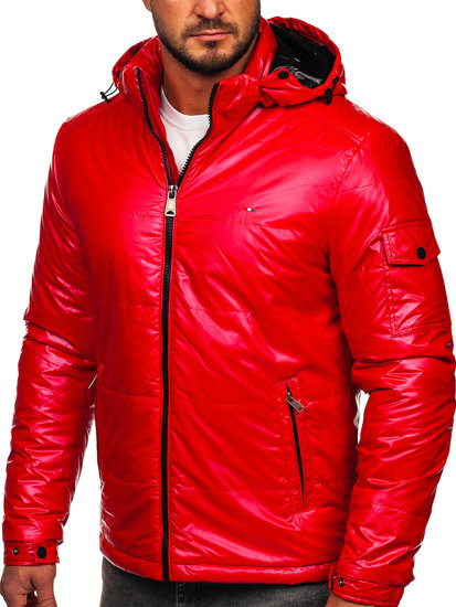 Bolf Herren Geolsterte Übergangsjacke Sport Jacke Rot  2137