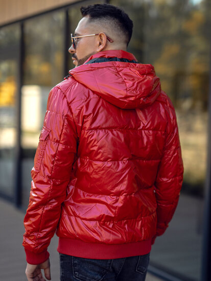 Bolf Herren Geolsterte Übergangsjacke Sport Jacke Rot  2143