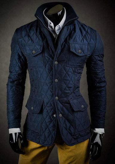 Bolf Herren Gepolsterte Jacke Elegant Dunkelblau  802A