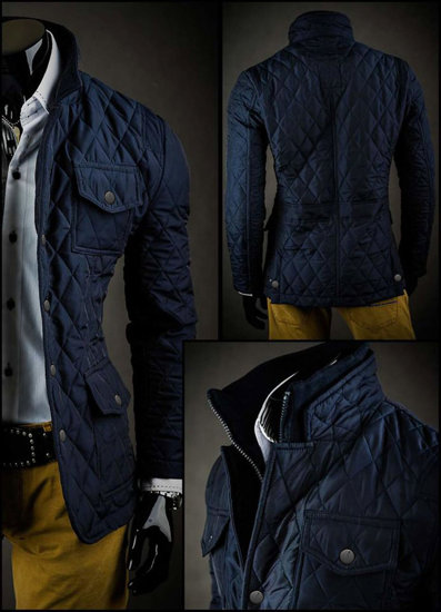 Bolf Herren Gepolsterte Jacke Elegant Dunkelblau  802A