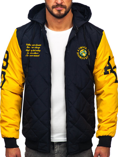 Bolf  Herren Gepolsterte Übergangsjacke Bomberjacke Baseballjacke Dunkelblau  84M3006