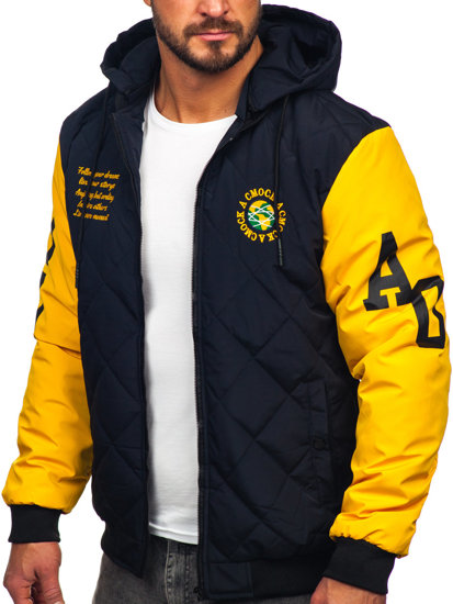 Bolf  Herren Gepolsterte Übergangsjacke Bomberjacke Baseballjacke Dunkelblau  84M3006