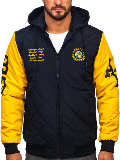 Bolf  Herren Gepolsterte Übergangsjacke Bomberjacke Baseballjacke Dunkelblau  84M3006