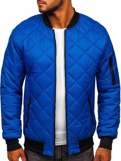 Bolf Herren Gepolsterte Übergangsjacke Bomberjacke Blau  MY-01