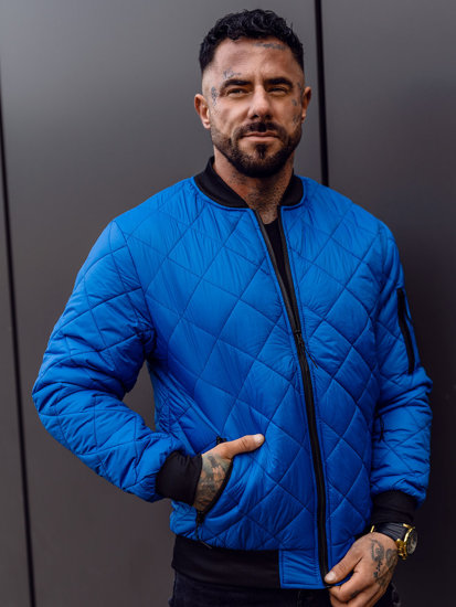 Bolf Herren Gepolsterte Übergangsjacke Bomberjacke Blau  MY-01