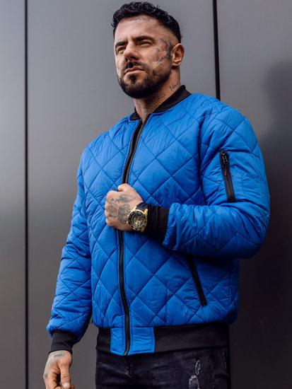 Bolf Herren Gepolsterte Übergangsjacke Bomberjacke Blau  MY-01