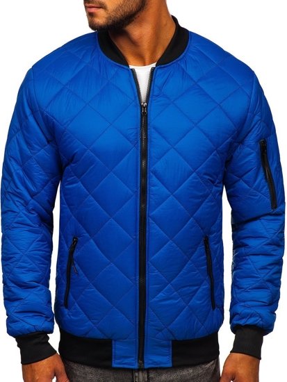 Bolf Herren Gepolsterte Übergangsjacke Bomberjacke Blau  MY-01