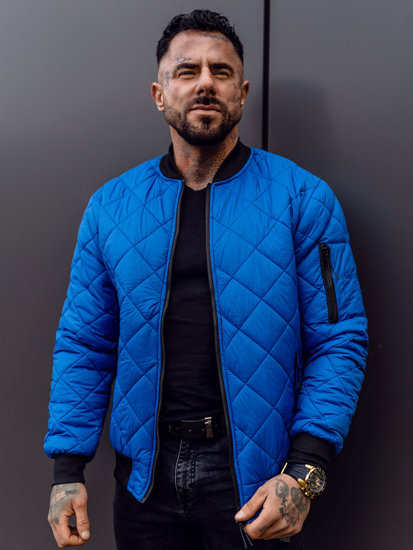 Bolf Herren Gepolsterte Übergangsjacke Bomberjacke Blau  MY-01