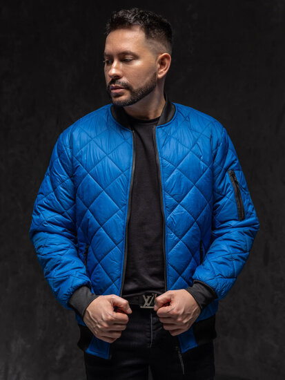 Bolf Herren Gepolsterte Übergangsjacke Bomberjacke Blau  MY-01A1