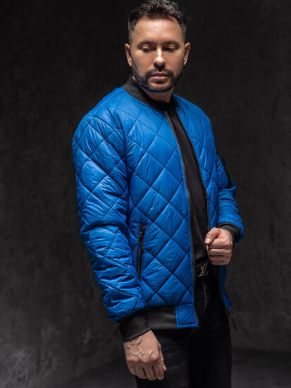 Bolf Herren Gepolsterte Übergangsjacke Bomberjacke Blau  MY-01A1