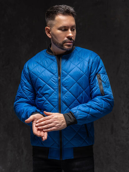 Bolf Herren Gepolsterte Übergangsjacke Bomberjacke Blau  MY-01A1