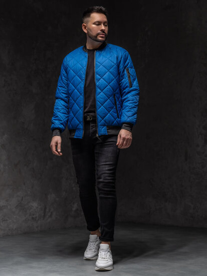 Bolf Herren Gepolsterte Übergangsjacke Bomberjacke Blau  MY-01A1