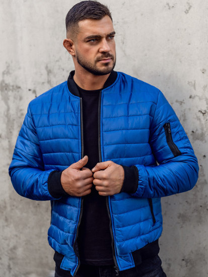 Bolf Herren Gepolsterte Übergangsjacke Bomberjacke Blau  MY-02