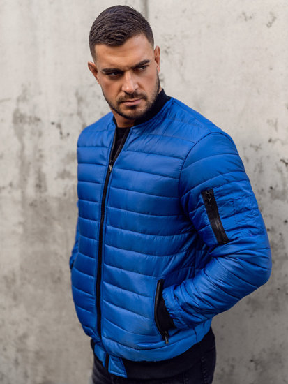 Bolf Herren Gepolsterte Übergangsjacke Bomberjacke Blau  MY-02