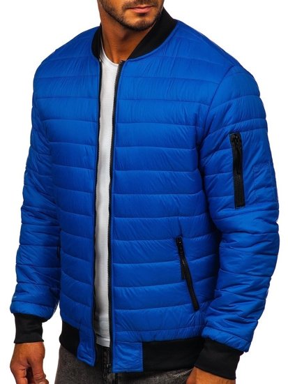 Bolf Herren Gepolsterte Übergangsjacke Bomberjacke Blau  MY-02