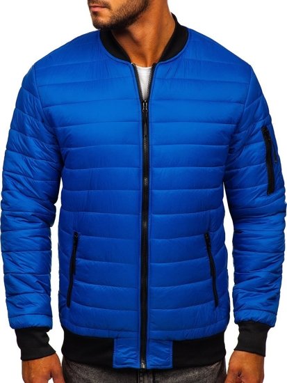 Bolf Herren Gepolsterte Übergangsjacke Bomberjacke Blau  MY-02