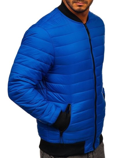 Bolf Herren Gepolsterte Übergangsjacke Bomberjacke Blau  MY-02