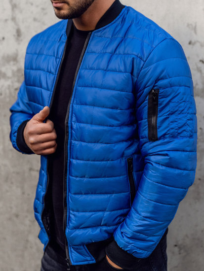 Bolf Herren Gepolsterte Übergangsjacke Bomberjacke Blau  MY-02