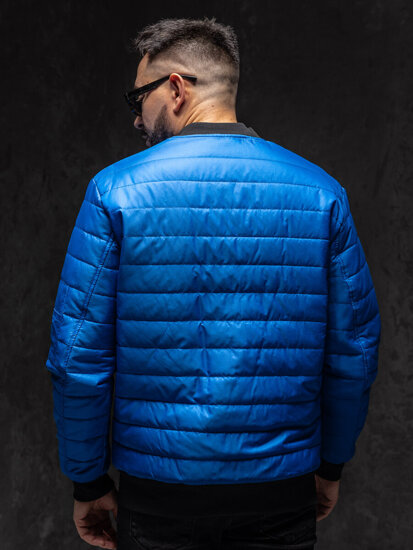 Bolf Herren Gepolsterte Übergangsjacke Bomberjacke Blau  MY-02A1