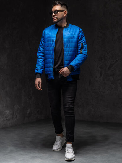 Bolf Herren Gepolsterte Übergangsjacke Bomberjacke Blau  MY-02A1