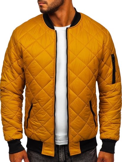 Bolf Herren Gepolsterte Übergangsjacke Bomberjacke Camel  MY-01