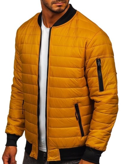 Bolf Herren Gepolsterte Übergangsjacke Bomberjacke Camel  MY-02