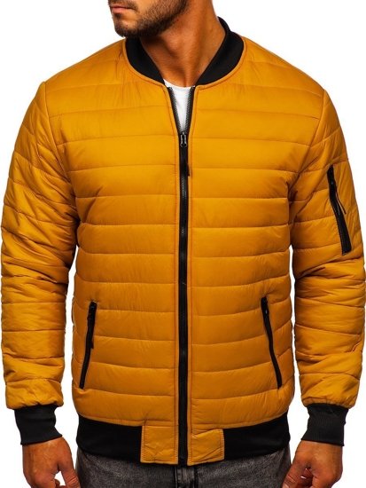 Bolf Herren Gepolsterte Übergangsjacke Bomberjacke Camel  MY-02