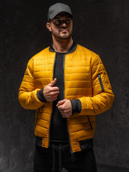 Bolf Herren Gepolsterte Übergangsjacke Bomberjacke Camel  MY-02A1