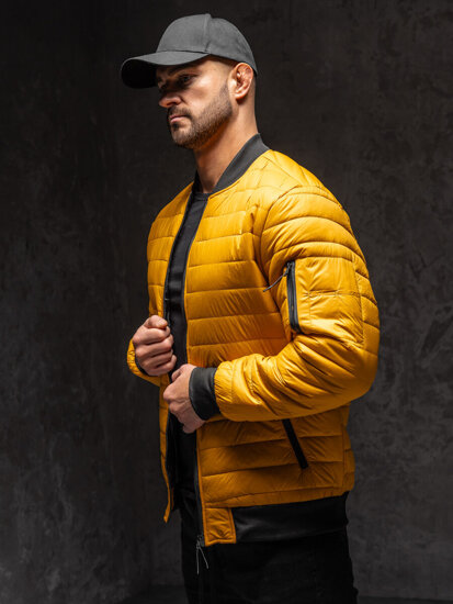 Bolf Herren Gepolsterte Übergangsjacke Bomberjacke Camel  MY-02A1