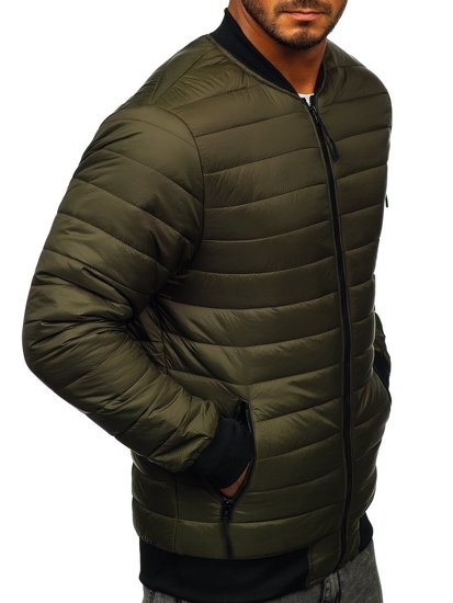 Bolf Herren Gepolsterte Übergangsjacke Bomberjacke Khaki  MY-02