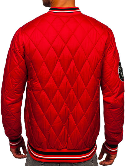 Bolf Herren Gepolsterte Übergangsjacke Bomberjacke Rot  HSS057