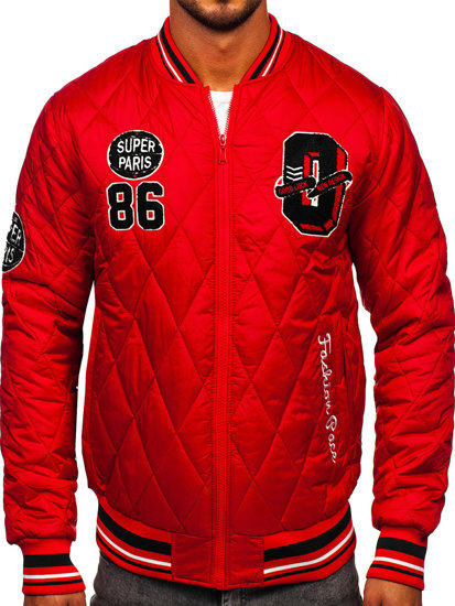 Bolf Herren Gepolsterte Übergangsjacke Bomberjacke Rot  HSS057