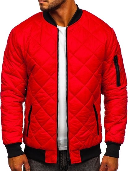 Bolf Herren Gepolsterte Übergangsjacke Bomberjacke Rot MY-01