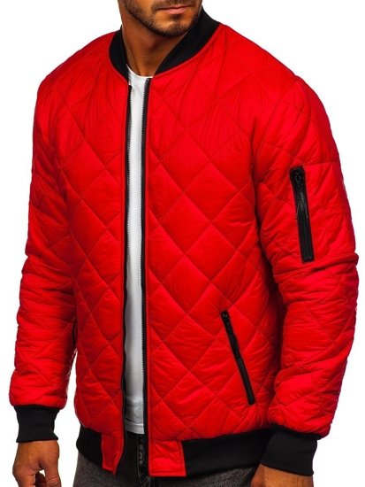 Bolf Herren Gepolsterte Übergangsjacke Bomberjacke Rot MY-01