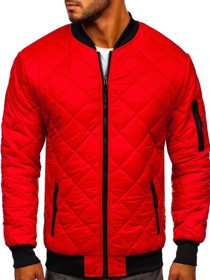 Bolf Herren Gepolsterte Übergangsjacke Bomberjacke Rot MY-01