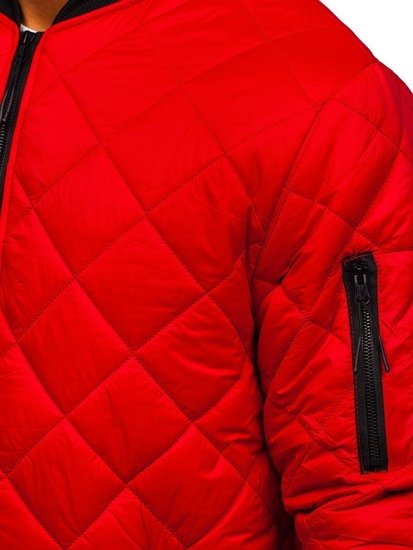 Bolf Herren Gepolsterte Übergangsjacke Bomberjacke Rot MY-01A