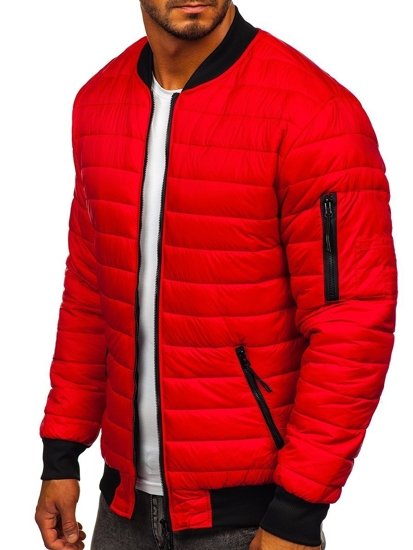 Bolf Herren Gepolsterte Übergangsjacke Bomberjacke Rot  MY-02